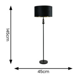 Valuelights Marissa Black Stacked Ball Floor Lamp With Black Velvet With Gold Inner Lamp Shade - thumbnail 4