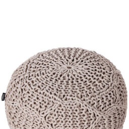 Beliani Handcrafted Macrame Pouf Ottoman Taupe Beige 50 X 50 X 35 Cm 100% Cotton With Bead Filling - thumbnail 3
