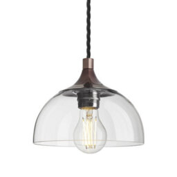Industville Chelsea Glass Dome Pendant - 8 Inch, Clear Glass Dome - 8 Inch, Shiny Bronze Pendant Holder - thumbnail 1