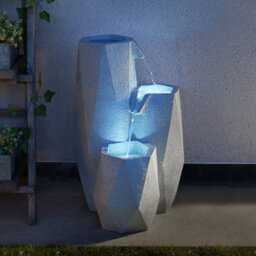 Festive Lights Solar & Plug-In White Serenity Cascading Fountain Led Water Feature