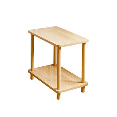 Small 2 Tier Oak Finish Side Table With Shelf Office Bedroom Coffee End Table Yellow - image 1