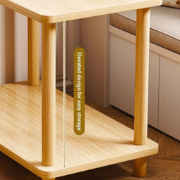 Small 2 Tier Oak Finish Side Table With Shelf Office Bedroom Coffee End Table Yellow - thumbnail 6