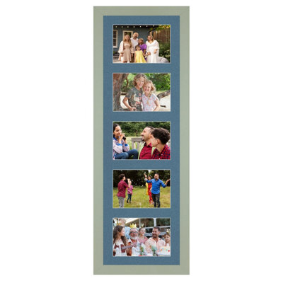 AK Frames 26X8 Green Modern Multi Photo Frame With Pompadour Mount - Holds 5 Apertures (5X) 6X4 Photos - image 1