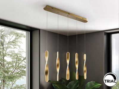 Luminosa Lighting Luminosa Twist Bar Pendant Ceiling 5 Light Gold Led 3000K - Uk Stock - image 1