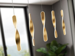 Luminosa Lighting Luminosa Twist Bar Pendant Ceiling 5 Light Gold Led 3000K - Uk Stock - thumbnail 3