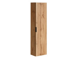 Impact Furniture Oak Bathroom Furniture Set Wall Hung Vanity 600mm Countertop Tall Storage Unit Fluted Oak Effect - Adel - thumbnail 4