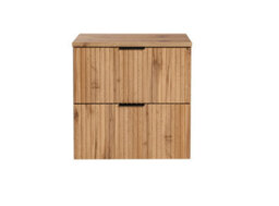 Impact Furniture Oak Bathroom Furniture Set Wall Hung Vanity 600mm Countertop Tall Storage Unit Fluted Oak Effect - Adel - thumbnail 2