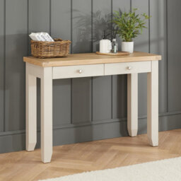 The Furniture Market Cheshire Dove Grey Dressing Table Desk With Two Drawers - thumbnail 1