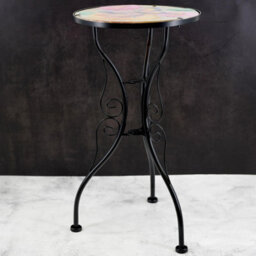 Geezy Garden Glass & Iron Round Coffee Table Flowers And Butterfly Mosaic Design Patio - thumbnail 6