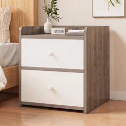 2 Drawer Wooden Bedroom Bedside Cabinet Grey Storage Nightstand Side Table Shelf - thumbnail 1