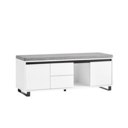 Sobuy Fsr176-W, Hallway Storage Bench Shoe Bench Shoe Cabinet With Seat Cushion,white,w110Xd35Xh42
