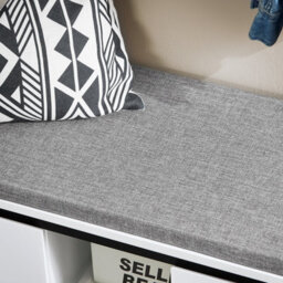 Sobuy Fsr176-W, Hallway Storage Bench Shoe Bench Shoe Cabinet With Seat Cushion,white,w110Xd35Xh42 - thumbnail 5