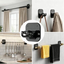 Amorly 2Pcs Self Adhesive Curtain Rod Holder, Peel And Stick Wall Hooks, No Drill Curtain Rod Brackets, Renter Friendly,bathroom, Dorm - thumbnail 6