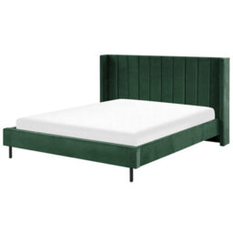 Beliani Bed Velvet Villette 180 X 200 Cm (Eu Super King) Dark Green