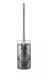 Orsina Silver Toilet Brush Holder With Fade Effect & Leaf Pattern, Stylish Toilet Scrubber Brush, Compact Loo Brush - thumbnail 1
