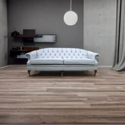 Chesterfield Original 4 Seater Sofa Settee Shelly Moon Mist Grey Leather In Victoria Style - thumbnail 3