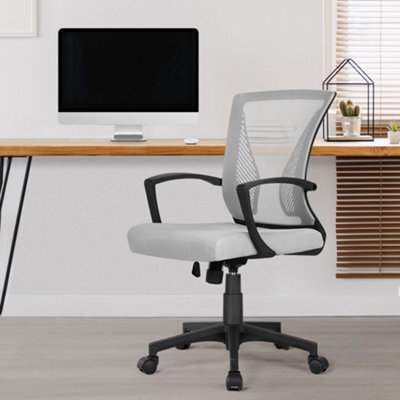 Yaheetech Ergonomic Mesh Office Chair With Mid-Back 360 Degree Rolling Casters Height Adjustable - Light Grey - image 1