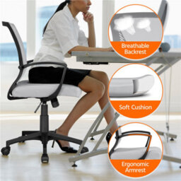 Yaheetech Ergonomic Mesh Office Chair With Mid-Back 360 Degree Rolling Casters Height Adjustable - Light Grey - thumbnail 5