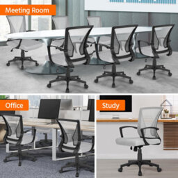 Yaheetech Ergonomic Mesh Office Chair With Mid-Back 360 Degree Rolling Casters Height Adjustable - Light Grey - thumbnail 3