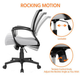 Yaheetech Ergonomic Mesh Office Chair With Mid-Back 360 Degree Rolling Casters Height Adjustable - Light Grey - thumbnail 6
