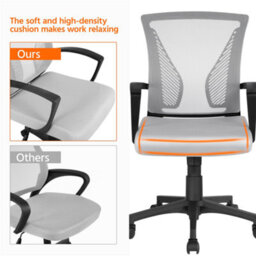 Yaheetech Ergonomic Mesh Office Chair With Mid-Back 360 Degree Rolling Casters Height Adjustable - Light Grey - thumbnail 7