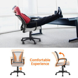 Yaheetech Ergonomic Mesh Office Chair With Mid-Back 360 Degree Rolling Casters Height Adjustable - Light Grey - thumbnail 8