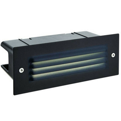 Ip44 Led Full Brick Light Textured Black & Louvre Slotted Grill 3.5W Cool White - image 1