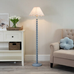 Valuelights Bobbles Powder Blue Bobbin Floor Lamp With Pink Trim Scallop Shade - Led Bulb Included - thumbnail 5