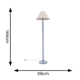 Valuelights Bobbles Powder Blue Bobbin Floor Lamp With Pink Trim Scallop Shade - Led Bulb Included - thumbnail 6