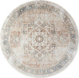 Livabliss Round Lillian-Washable Brown Blue Traditional Vintage Boho Living Dining Rug 200 X 200 Cm Easy Care, Non Shedding - thumbnail 1