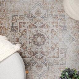 Livabliss Round Lillian-Washable Brown Blue Traditional Vintage Boho Living Dining Rug 200 X 200 Cm Easy Care, Non Shedding - thumbnail 7