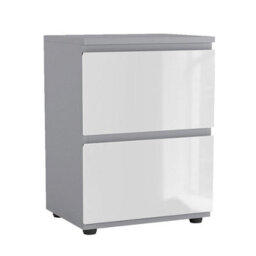Urbn-Living Urbnliving 49Cm Height Glossy 2 Drawers Bedside Cabinet Chest Of Drawers With Smooth Metal Runner Grey & White - thumbnail 2