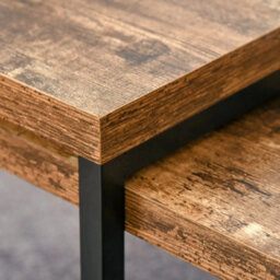Industrial Nesting Coffee Tables Set Of 2 Rustic Side Tables - thumbnail 4