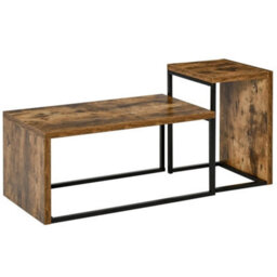Industrial Nesting Coffee Tables Set Of 2 Rustic Side Tables - thumbnail 3