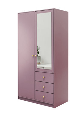 Arte Chic Plum Siena Ii D2 Wardrobe 100Cm - Functional Storage With Mirror Elegance - image 1