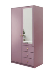 Arte Chic Plum Siena Ii D2 Wardrobe 100Cm - Functional Storage With Mirror Elegance - thumbnail 1