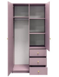 Arte Chic Plum Siena Ii D2 Wardrobe 100Cm - Functional Storage With Mirror Elegance - thumbnail 2