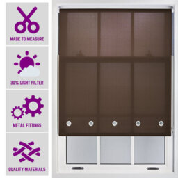 Mocha Daylight Roller Blind With Chrome Round Eyelets And Metal Fittings Cut To Size By Furnished - (W)60Cm X (L)210Cm - thumbnail 1