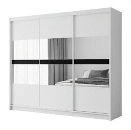 Arte Batumi 250Cm Sliding Door Wardrobe In White Matte - Bright Storage With Mirrored Accent - thumbnail 2