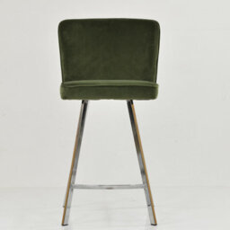 Lakeland Furniture Dartmoor Olive Green Velvet Chrome Fixed Leg Base Bar Stool - thumbnail 3