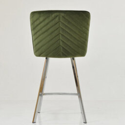 Lakeland Furniture Dartmoor Olive Green Velvet Chrome Fixed Leg Base Bar Stool - thumbnail 6