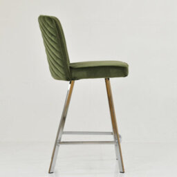 Lakeland Furniture Dartmoor Olive Green Velvet Chrome Fixed Leg Base Bar Stool - thumbnail 5