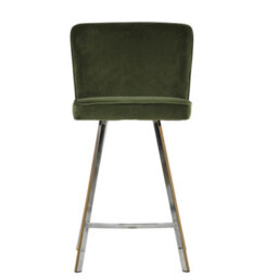 Lakeland Furniture Dartmoor Olive Green Velvet Chrome Fixed Leg Base Bar Stool
