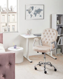 Beliani Desk Chair Princess Velvet Beige - thumbnail 2