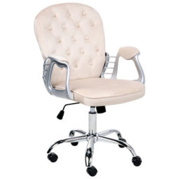 Beliani Desk Chair Princess Velvet Beige - thumbnail 1