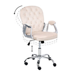 Beliani Desk Chair Princess Velvet Beige - thumbnail 6