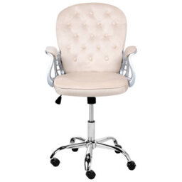 Beliani Desk Chair Princess Velvet Beige - thumbnail 4