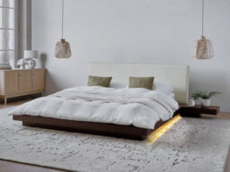 Beliani Bed With Led Faux Leather Zen 160 X 200 Cm (Eu King Size) Dark Ash Wood - thumbnail 2