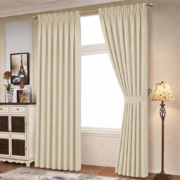 Bedlooms Blackout Curtains Thermal Insulated Pencil Pleat Cream Medium Window Curtain (Pair) 66 X 72 Inches With Tie Backs - thumbnail 2