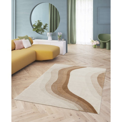 Melrose Solero Decorative Wave Terracotta Patterned Medium Area Rug 120/170Cm - image 1